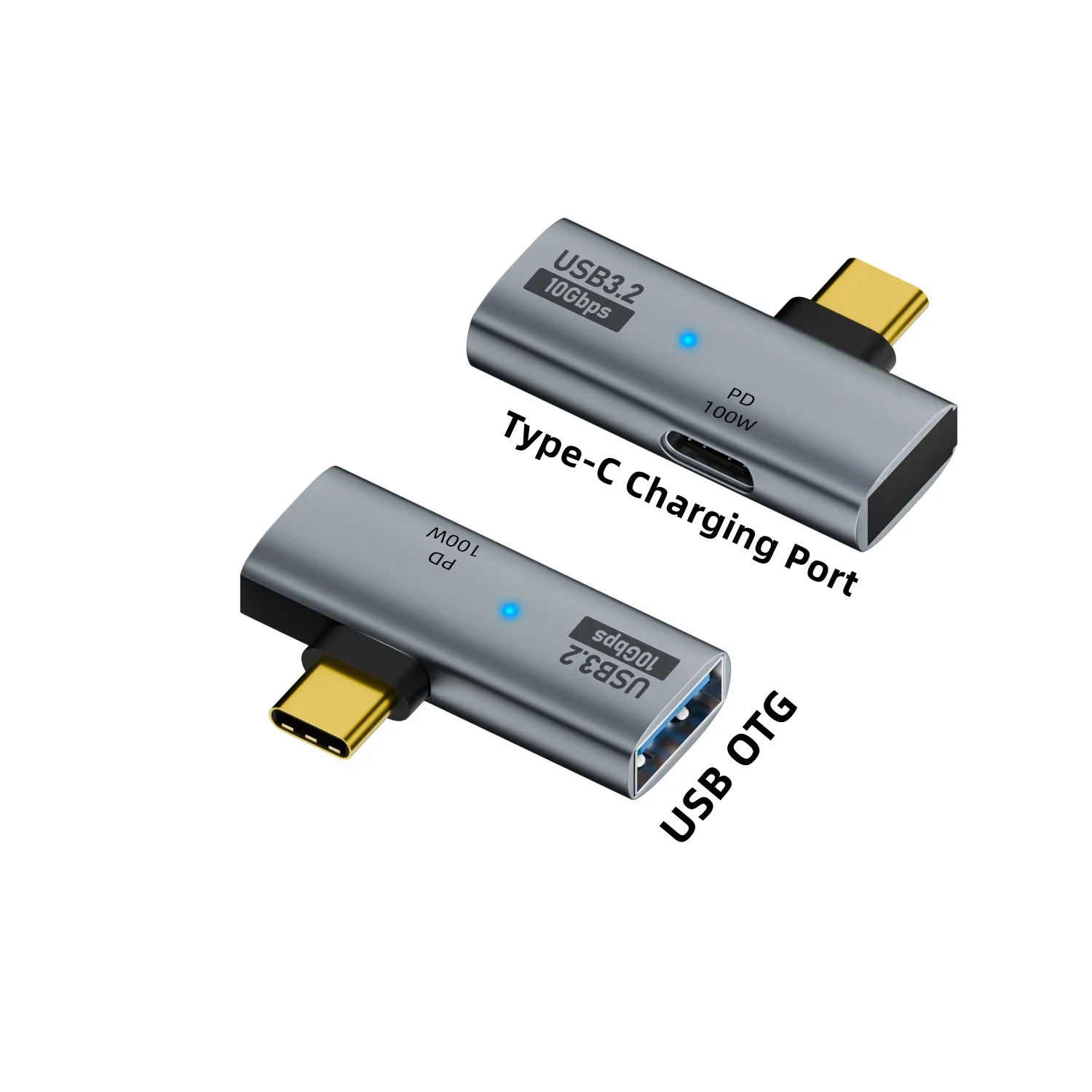 Adaptador USB Type-C OTG 2 em 1 com carregamento PD de 100 W compatível com Steam Deck Switch Chromecast Google TV Macbook PC Mobile