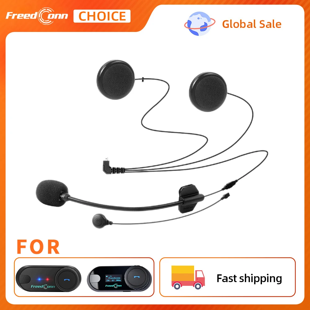 Freedconn-Motocicleta Capacete Headset, macio, duro, 2 em 1, 5 pinos fone de ouvido, microfone para T COM, SC, VB, Full Open Face, Acessórios, Novo