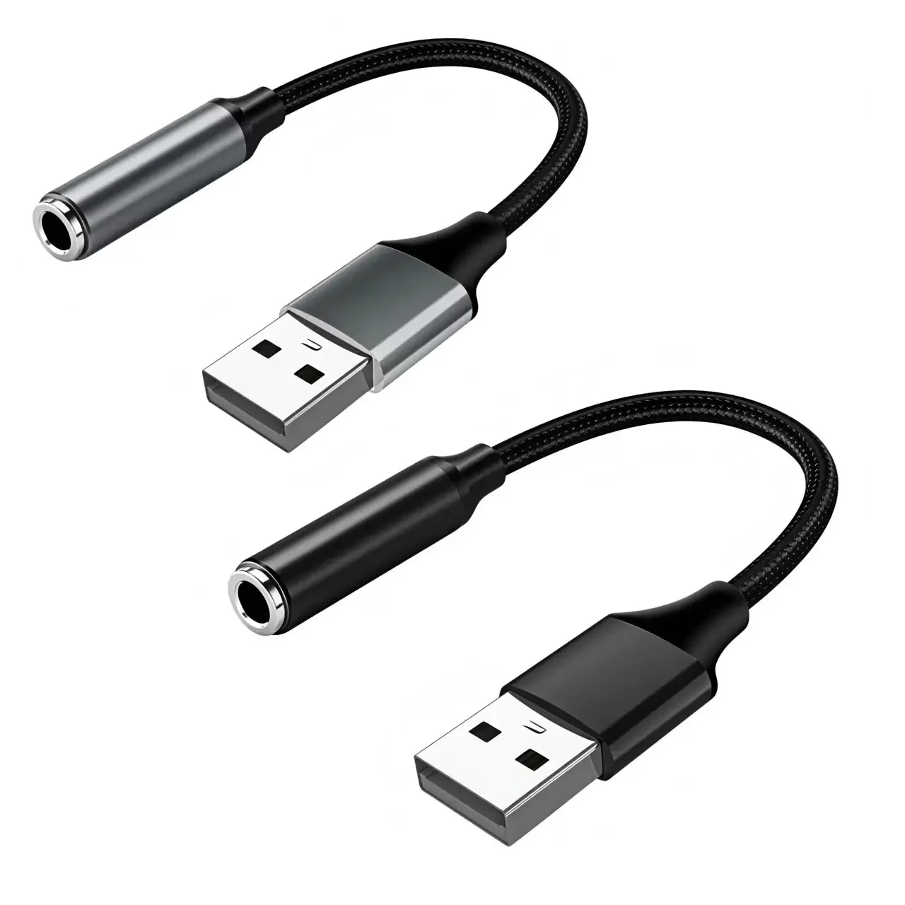 Adaptador de Áudio USB para 3.5mm AUX, Placa de Som Externa, Porta USB Fêmea para Adaptador de Fone de Ouvido e Microfone com Conector de 3.5mm