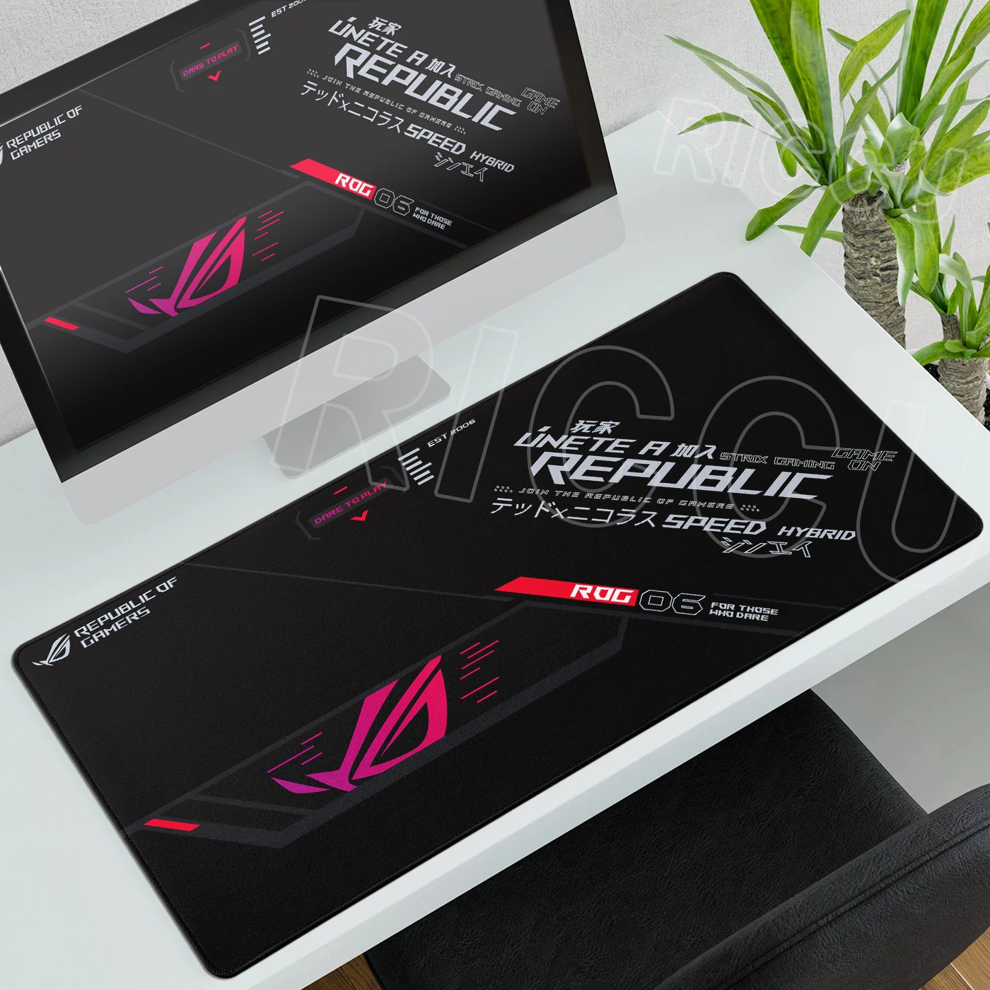 Tapete para Mouse ASUS Xxl Republic of Gamers ROG Grande, Tapete de Jogo em Borracha Antiderrapante para Mesa de Computador