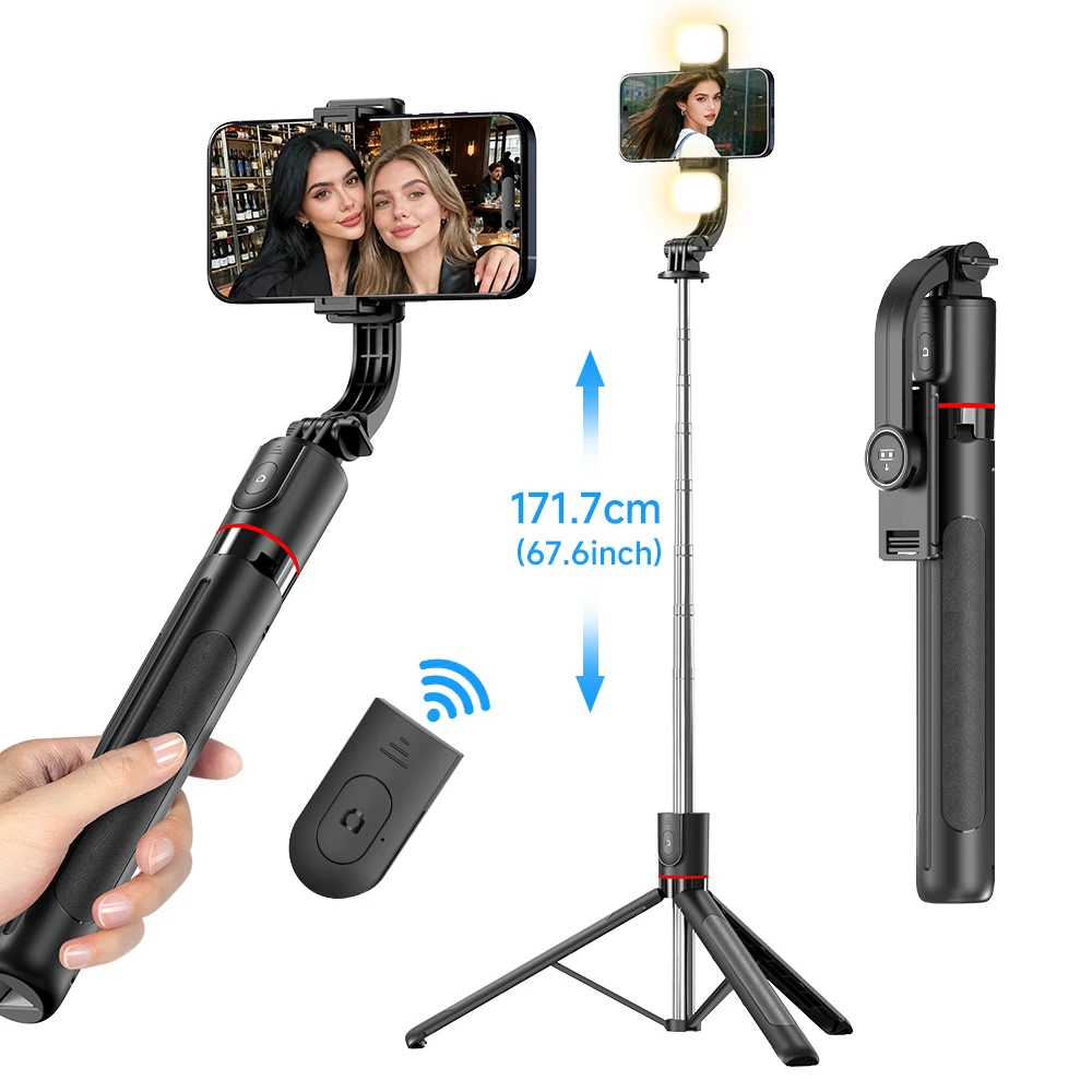 AXNEN F15 Tripé Pau de Selfie 68” com Controle Remoto Sem Fio, Suporte de Celular Ajustável para iPhone Android, Ideal para Vlogs e Gravações AXNEN F15 Tripé Pau de Selfie 68” com Controle Remoto Sem Fio, Suporte de Celular Ajustável para iPhone Android, Ideal para Vlogs e Gravações