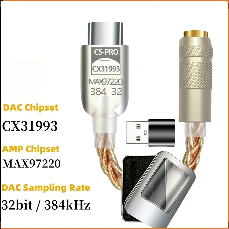 Amplificador de som digital atualizado cx31993 max97220 chip tipo c 3.5mm amp adaptador hifi 32bit/384khz fone de ouvido adaptador dac Amplificador de som digital atualizado cx31993 max97220 chip tipo c 3.5mm amp adaptador hifi 32bit/384khz fone de ouvido adaptador dac
