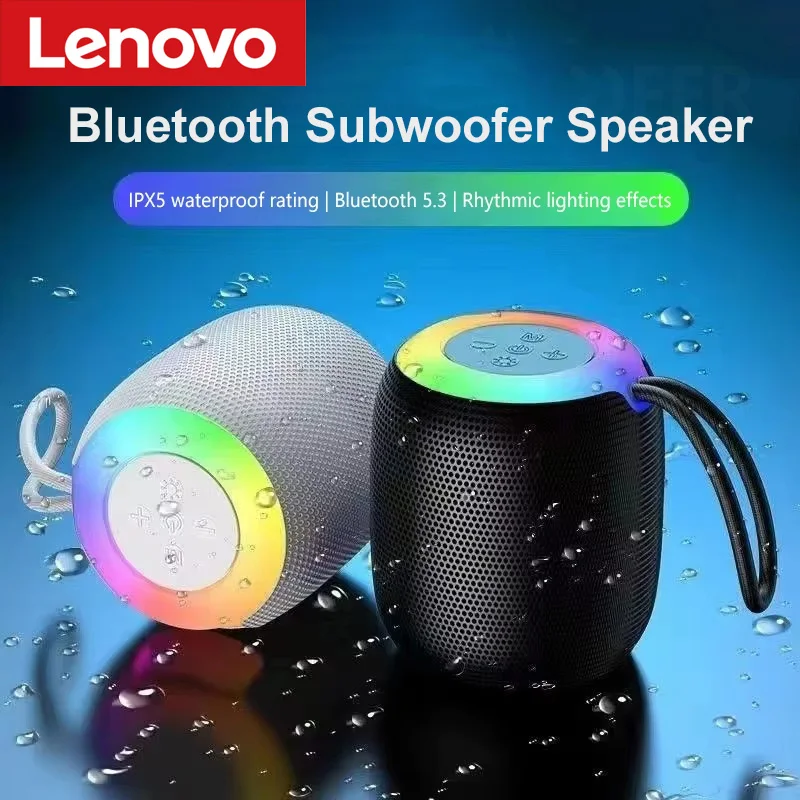 Caixa de Som Bluetooth Mini Lenovo com Alça Portátil para Uso Externo e Doméstico com Graves Profundos Essenciais para Viagens Dia dos Namorados