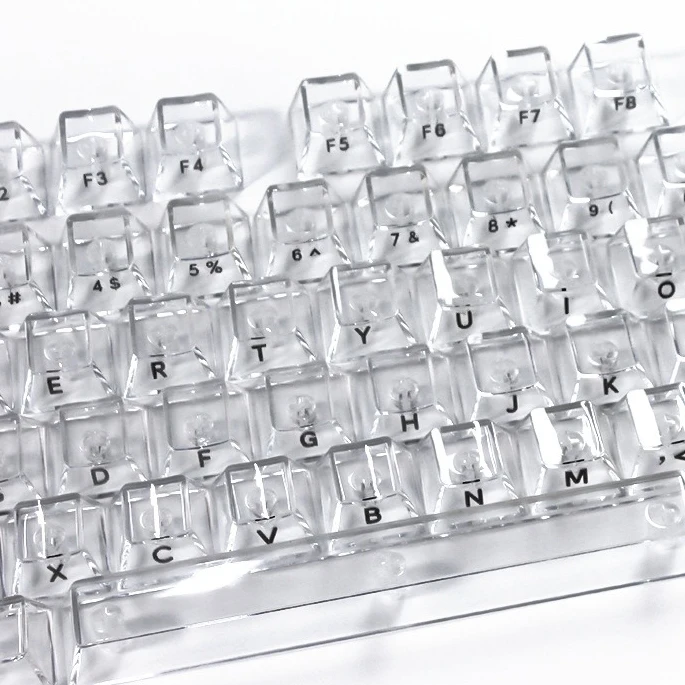 Teclas Transparentes de Cristal com Perfil Cherry para Teclado Mecânico Gamer, Teclas ISO Enter para PC, com Gravação Lateral e Retroiluminação RGB