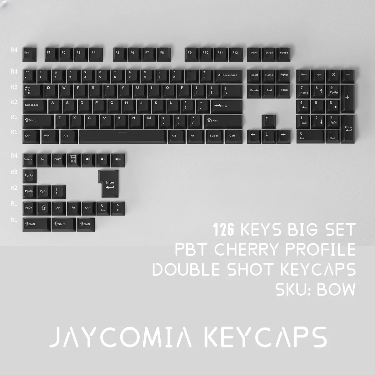 PBT Cherry Keycaps para Gamer, Double Shot, Minimalista, Teclado Mecânico, 75%, gmk67, K500, 126 Chaves