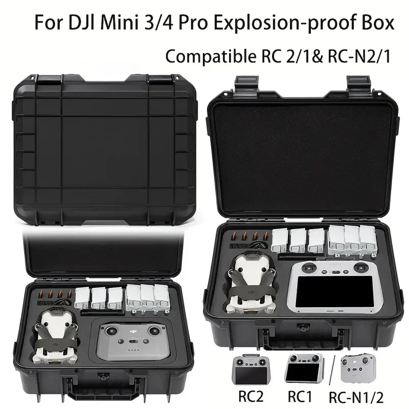 Para dji mini 3/4pro caso mini 4 pro caso à prova de explosão mini 4 pro saco portátil caixa à prova dwaterproof água casca dura caso grande capacidade