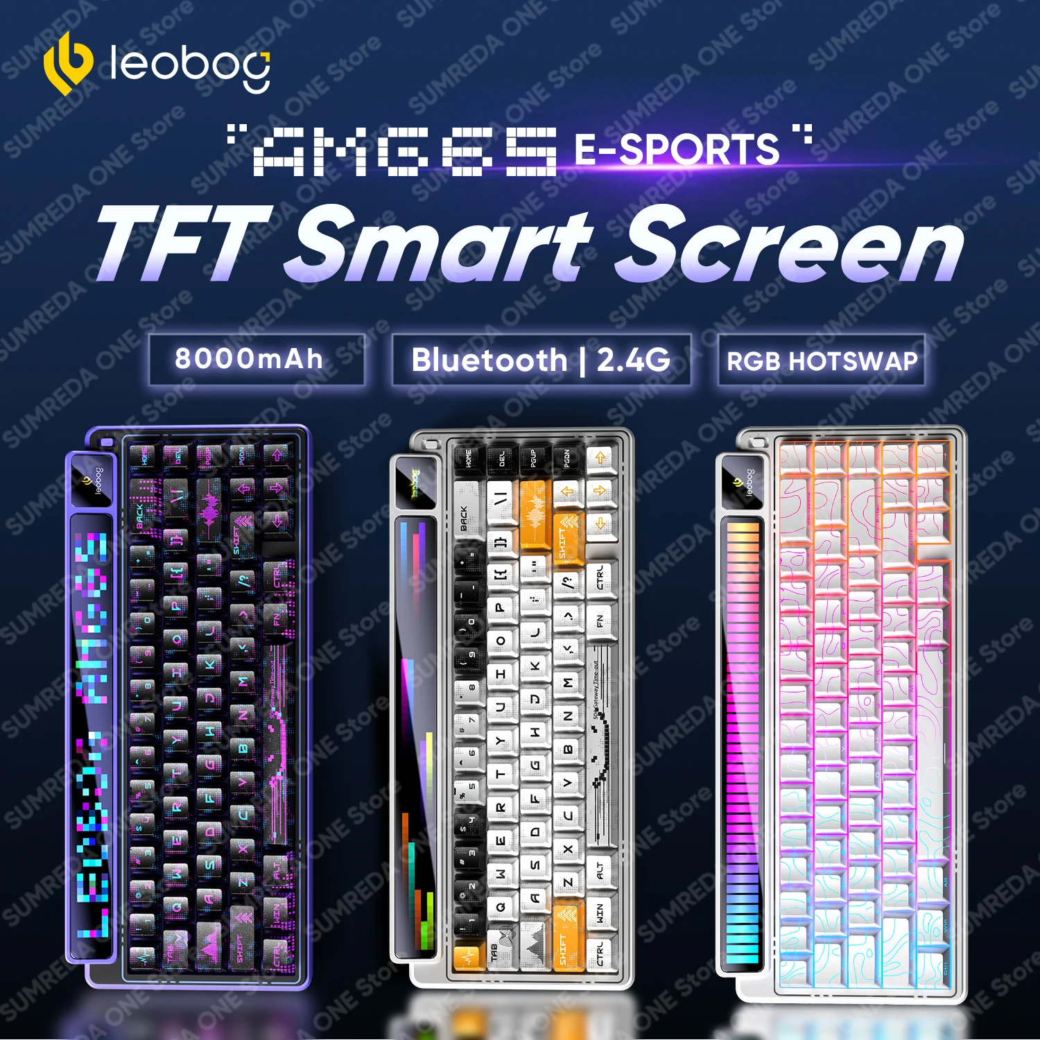 LEOBOG AMG65 Teclado Mecânico para Jogos Sem Fio 60% Layouts Bluetooth 2.4G Com Fio RGB Hotswap Gamer Teclado Sem Contato