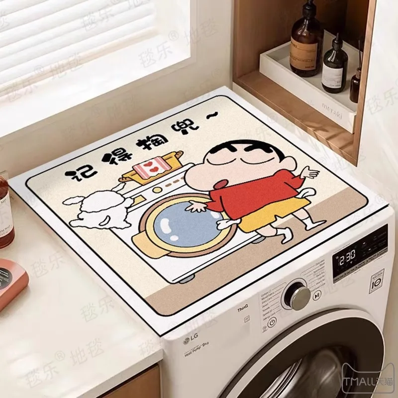 Crayon dos desenhos animados shinchan tambor de rolamento geladeira almofada à prova de poeira forno de microondas capa tapete anti-deslizamento almofada absorvente de água