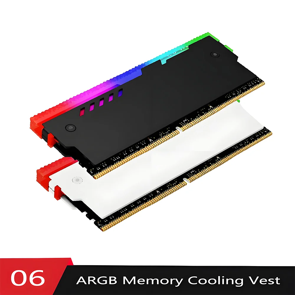 Dissipador de calor ram para computador de mesa argb ddr5 ddr4 ddr3 ddr2 memória universal dissipador de calor endereçável preto/branco 2 peças pacote