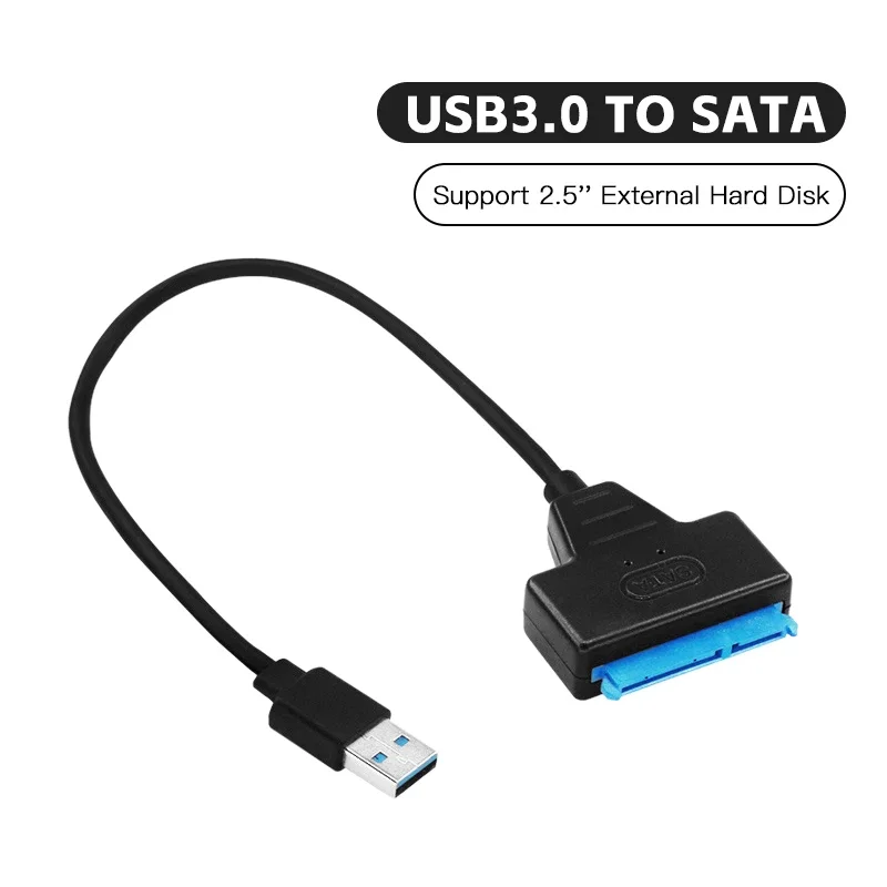 Cabo USB 3.0 para SATA com suporte para 2,5 polegadas HDD externo SSD Cabo adaptador de disco rígido Conversor de conector de computador Cabo USB 3.0 para SATA com suporte para 2,5 polegadas HDD externo SSD Cabo adaptador de disco rígido Conversor de conector de computador