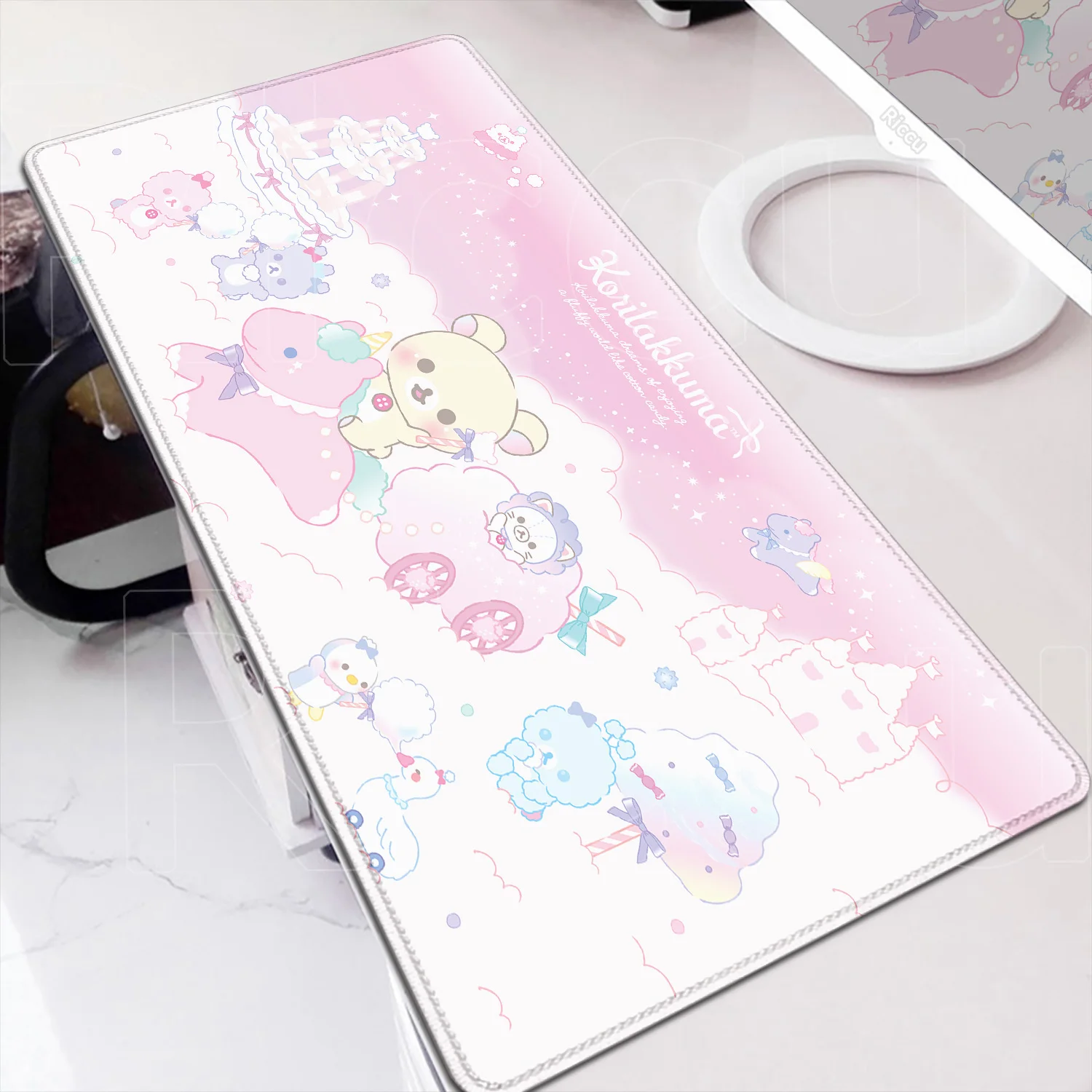 Anime mouse pad kawaii portátil mesa decoração mouse 30x80cm gamer tapete de borracha bonito rilakkuma teclado antiderrapante acessórios de escritório