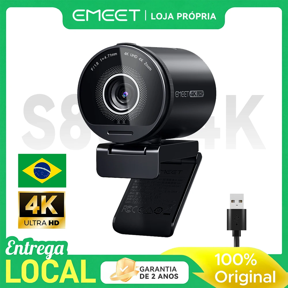 Webcam 4K HDR 1080P 60FPS EMEET S800 Câmera de streaming, sensor Sony de 1/2”, autofoco duplo PDAF e ToF, para desktop USB/laptop/transmissão ao vivo/chamada de video,2 microfones com cancelamento de ruído,FOV 40°-73° Webcam 4K HDR 1080P 60FPS EMEET S800 Câmera de streaming, sensor Sony de 1/2”, autofoco duplo PDAF e ToF, para desktop USB/laptop/transmissão ao vivo/chamada de video,2 microfones com cancelamento de ruído,FOV 40°-73°