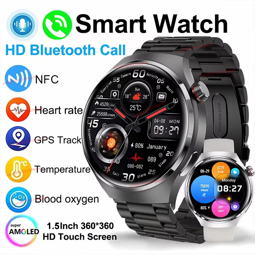 Novo Relógio Inteligente Masculino 2026 com Tela AMOLED HD, GPS, Monitoramento de Movimento, Frequência Cardíaca, Chamadas Bluetooth, Relógio à Prova d'Água IP68 Ht30