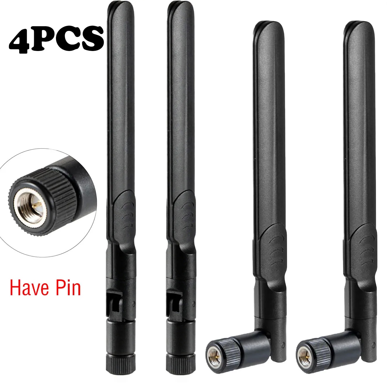 4 unidades 8dBi Dual-Band (2,4 GHz/5,8 GHz) RP-SMA e antenas SMA para dispositivos de rede sem fio para placa roteadora WiFi de rede sem fio