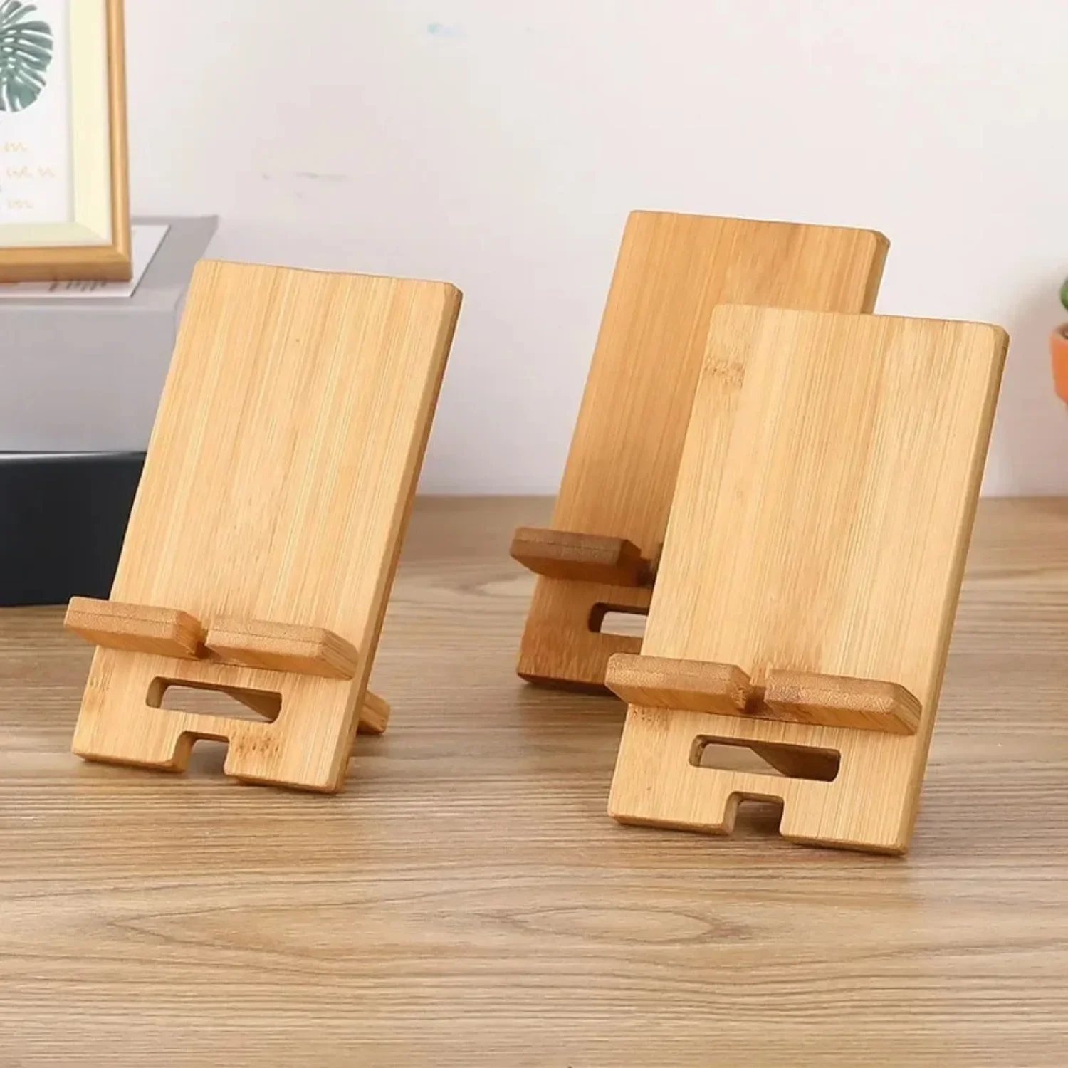 Suporte de telefone de bambu de mesa prático suporte de carregamento de smartphone de madeira criativo preguiçoso suporte multifuncional