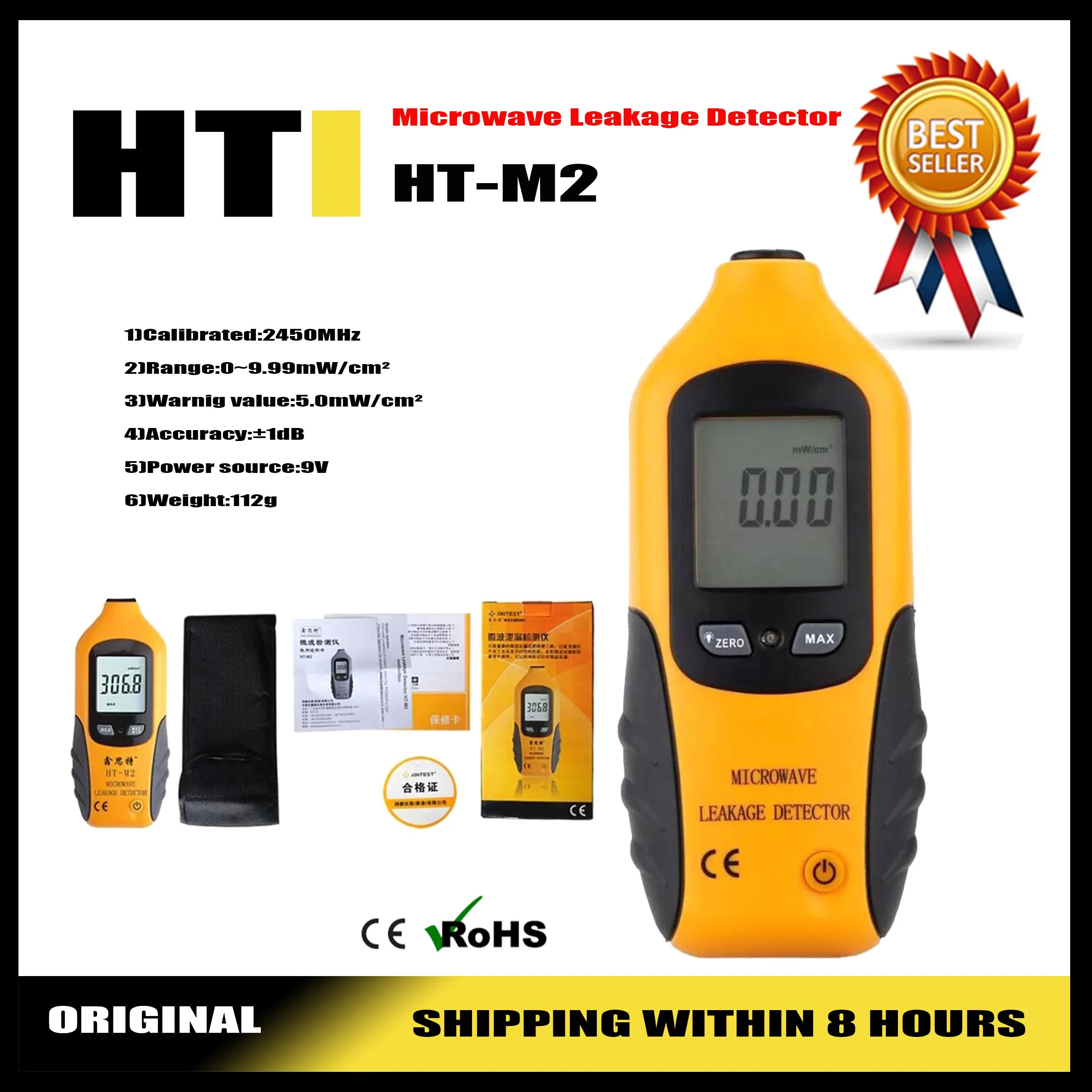 HTI HT-M2 Detector de Vazamento de Microondas Portátil Digital Display LCD Backlight Alta Precisão Detector de Vazamento de Forno de Microondas 0-9.99