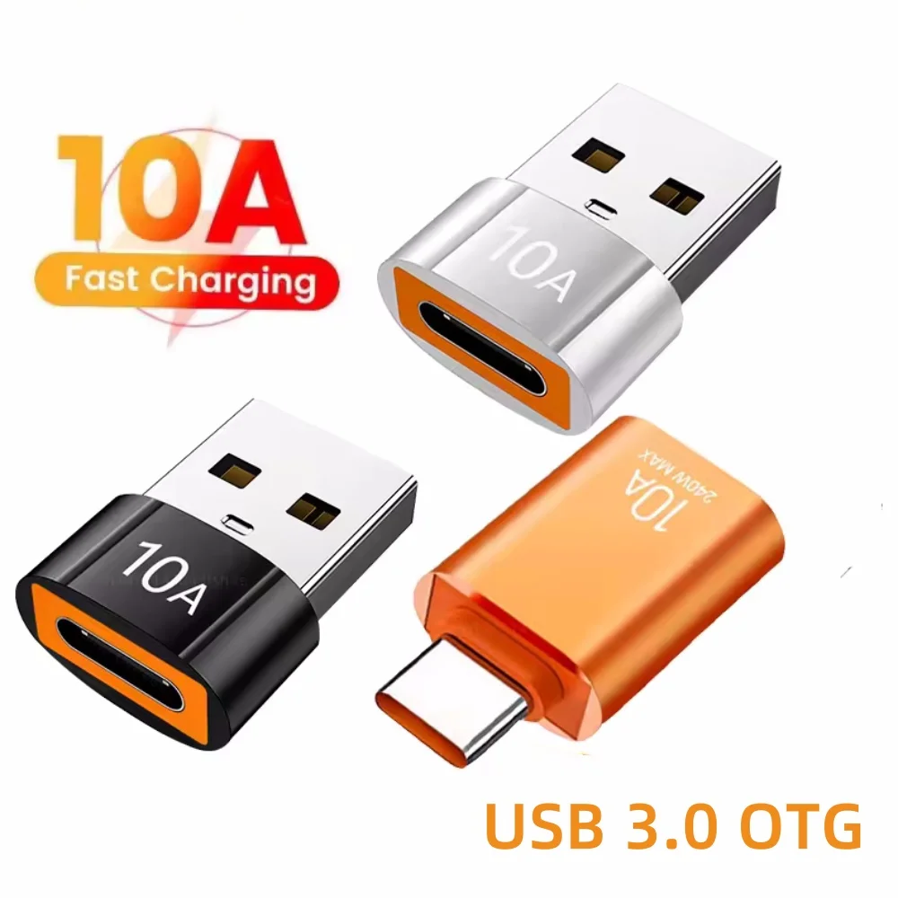 Adaptador OTG Tipo C Fêmea para USB A Macho 10A, Conversor USB 3.0 de Alta Velocidade para Sincronização de Dados e Carregamento Rápido, Universal para Smartphone
