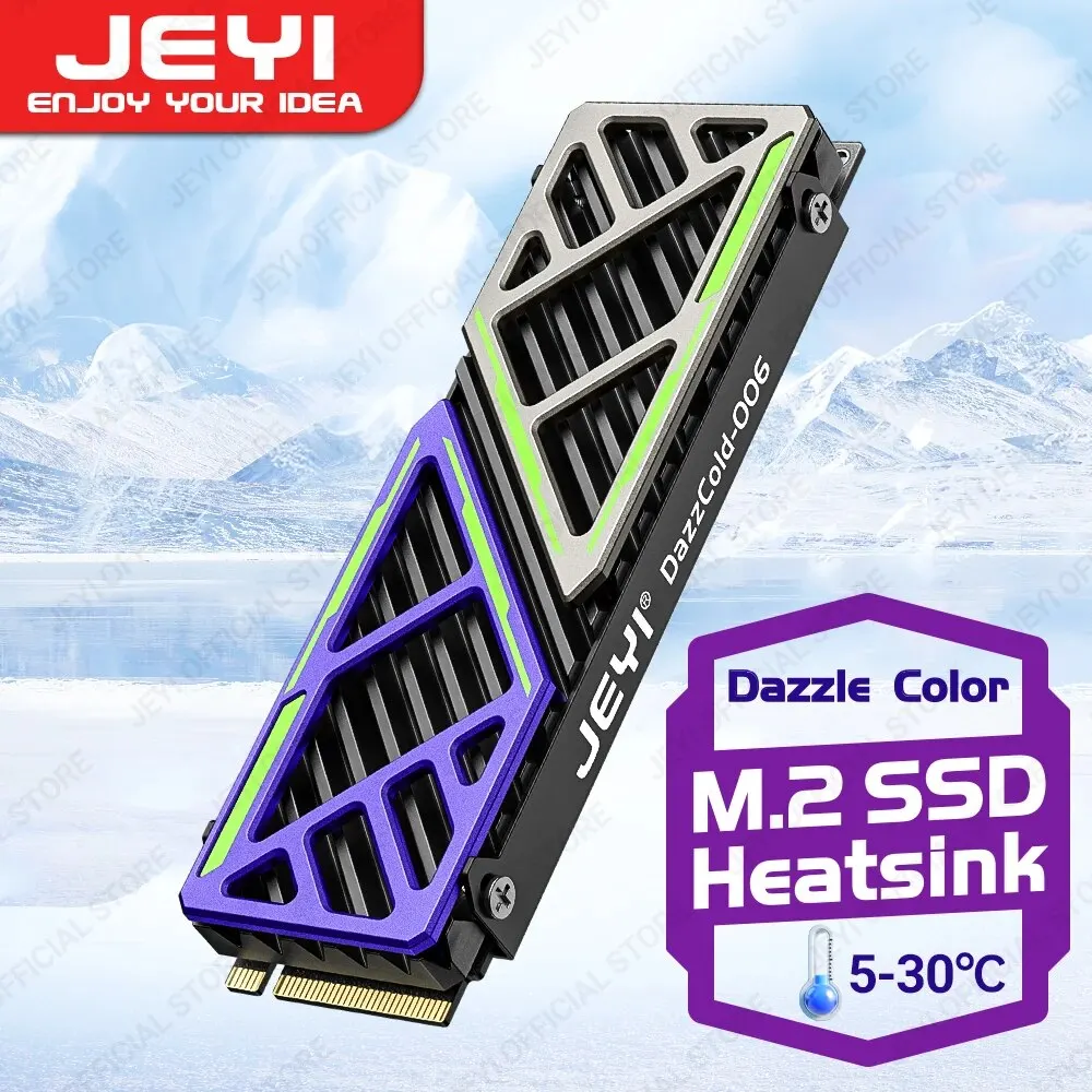 Jeyi dazzcold m.2 ssd dissipador de calor 2280 nvme ngff radiador magnésio liga alumínio pc refrigerador eficiente com almofada térmica de silicone