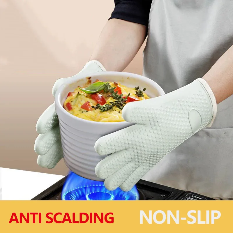 1pc engrossado anti-queimadura luvas de silicone resistente ao calor para forno de microondas cozimento churrasco anti-deslizamento luvas de isolamento térmico 1pc engrossado anti-queimadura luvas de silicone resistente ao calor para forno de microondas cozimento churrasco anti-deslizamento luvas de isolamento térmico
