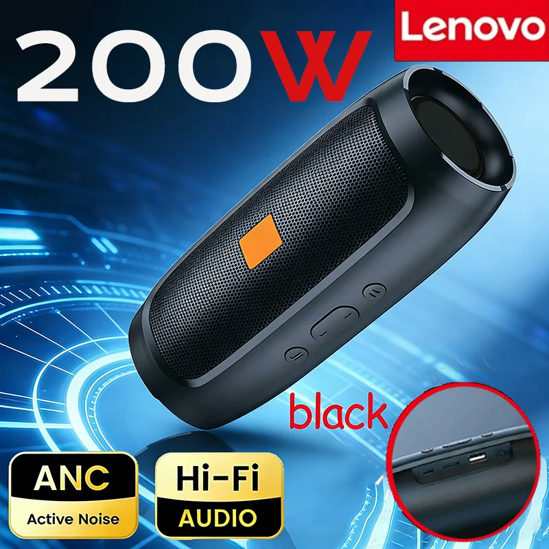Caixa de Som Bluetooth Portátil Lenovo TF USB, Alto-falante Duplo Estéreo para Uso Externo, Reprodução FM, Subwoofer, Alto-falantes Sem Fio