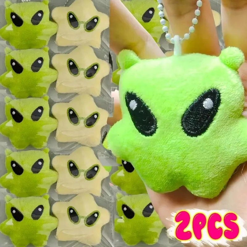 1/2 Peças Chaveiro de Pelúcia Alienígena de Desenho Animado Fofo, Acessório para Bolsa, Mochila, Carro e Celular, Presentes, Decoração Kawaii, Chaveiros de Boneca Estrela