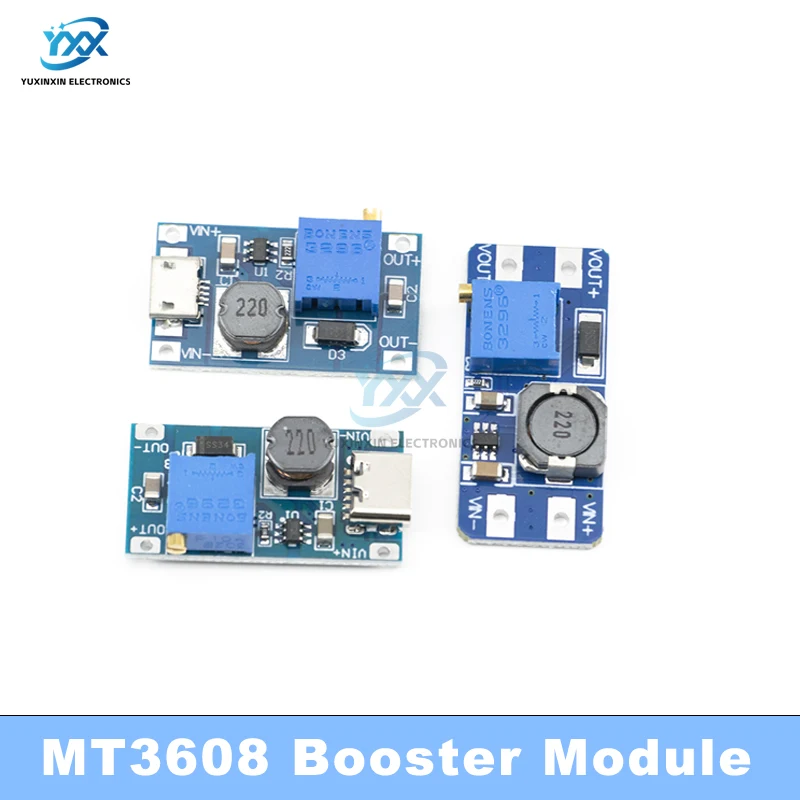 1/3/5/10PCS MT3608 Módulo Conversor DC-DC Step Up Ajustável, Placa de Fonte de Alimentação com Aumento de Tensão 2A Máx. de 2V-24V para 5V 9V 12V 28V