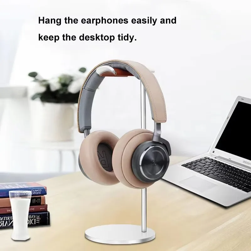 Suporte Curvo de Alumínio para Fones de Ouvido, Suporte Metálico Robusto para Headset Gamer com Base Sólida para Exibição em Mesa/Escritório