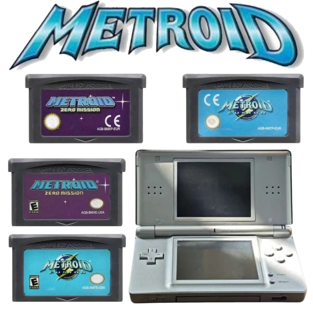 Cartucho de Jogo GBA NDS Série Metroid, Cartão de Jogo de Vídeo de 32 bits, Coleção Clássica de Jogos Fusion Zero Mission USA/EUR
