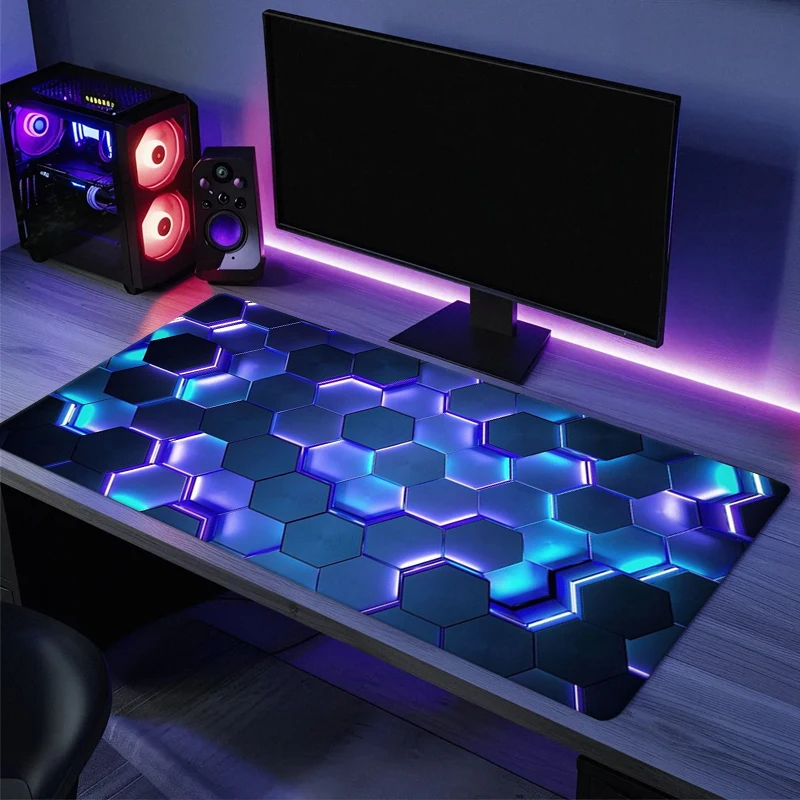 Grande Mouse Pad para Jogos com Design Gradiente Vermelho e Azul, Base de Borracha Antiderrapante com Bordas Costuradas, Tapete de Mesa para Gamers e Trabalho de Escritório Grande Mouse Pad para Jogos com Design Gradiente Vermelho e Azul, Base de Borracha Antiderrapante com Bordas Costuradas, Tapete de Mesa para Gamers e Trabalho de Escritório
