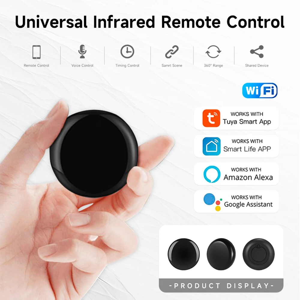 Controle Remoto IR WiFi Tuya, Controle Inteligente Universal por Voz via APP para TV via Smart Life APP, Alexa e Google Home