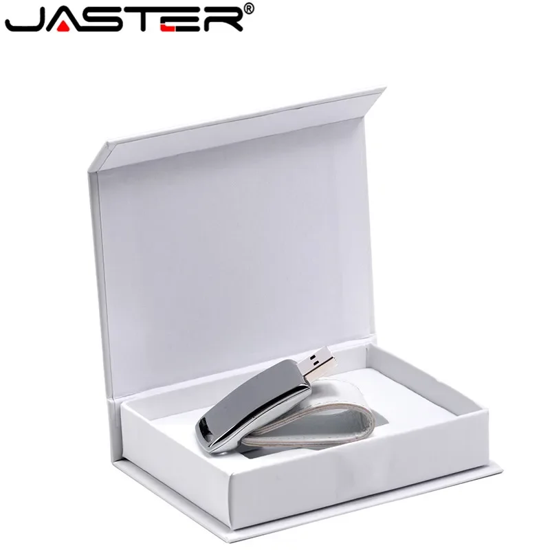 JASTER Logotipo Personalizado para Pen Drive USB 2.0 64GB 32GB 4GB 8GB 16GB em Couro + Caixa de Presente (Acima de 10 unidades, Logotipo Grátis)