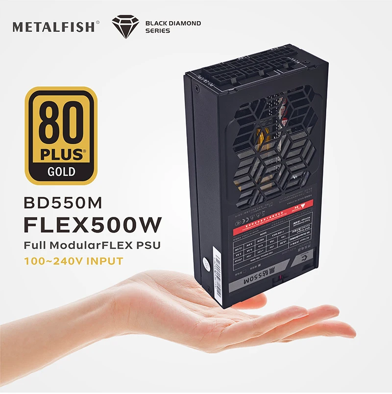 METALFISH Flex 500/600W 80PLUS GOLD Fonte de alimentação modular completa Flex-ATX 1U PSU para ITX Mini PC POS NAS GPU Dock 90 ~ 264V