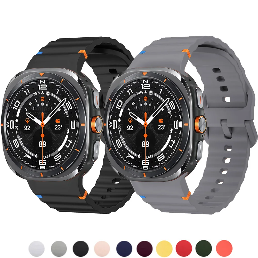 Pulseira de Silicone para Samsung Galaxy Watch 9 8 Ultra 2/6/6 Classic/5 Pro/4 44mm 40mm 43mm 46mm, Correia para Galaxy Watch 7