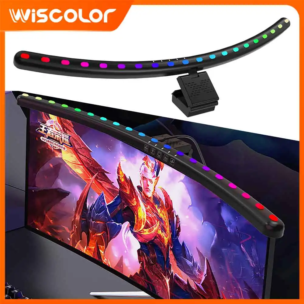 Barra de Luz RGBIC para Monitor, Luzes LED Reguláveis, Controle Remoto via APP Smart Wifi, Iluminação Decorativa para Gamers