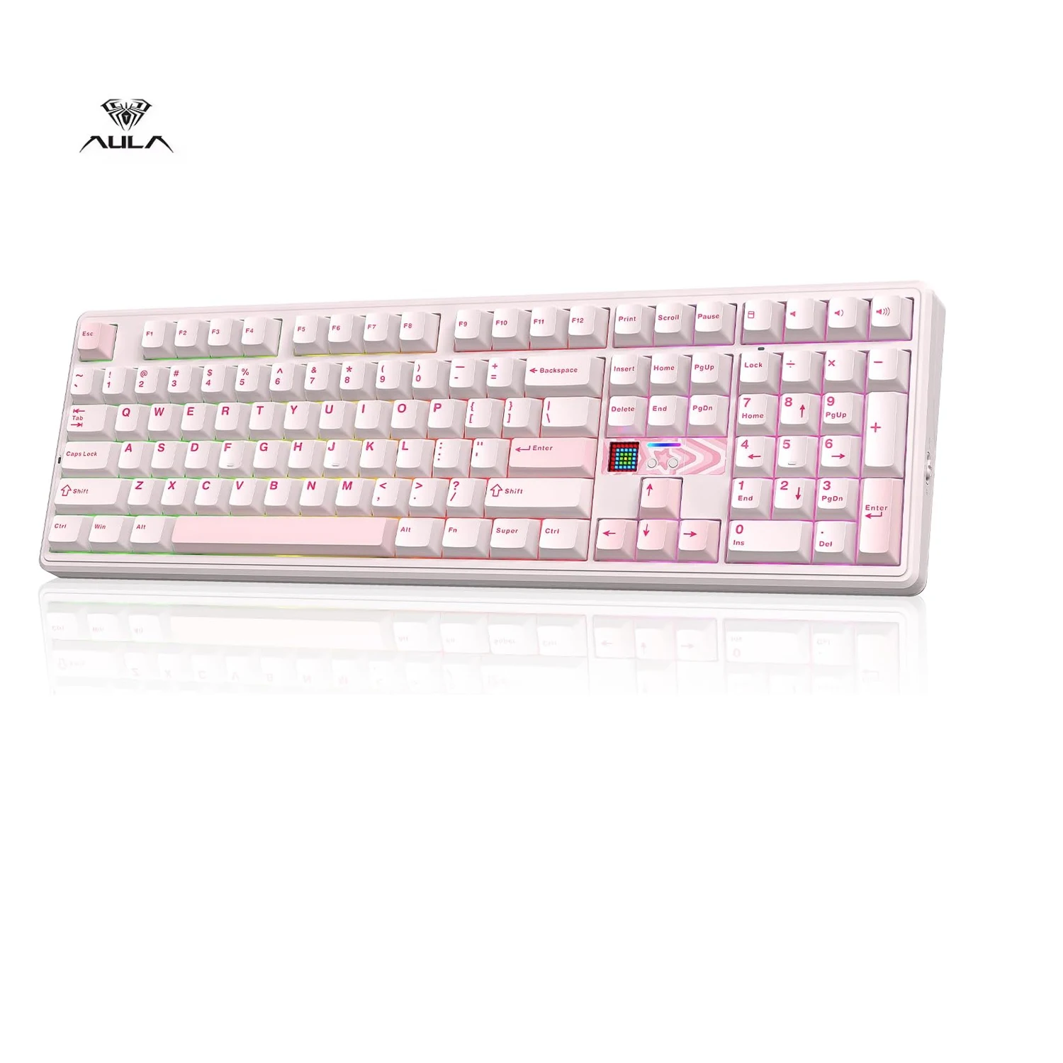 Teclado Mecânico para Jogos AULA F108 Pro V2 Tri-Mode com Layout 100% e Teclas RGB Retroiluminadas Hot-Swap para Gamers de PC