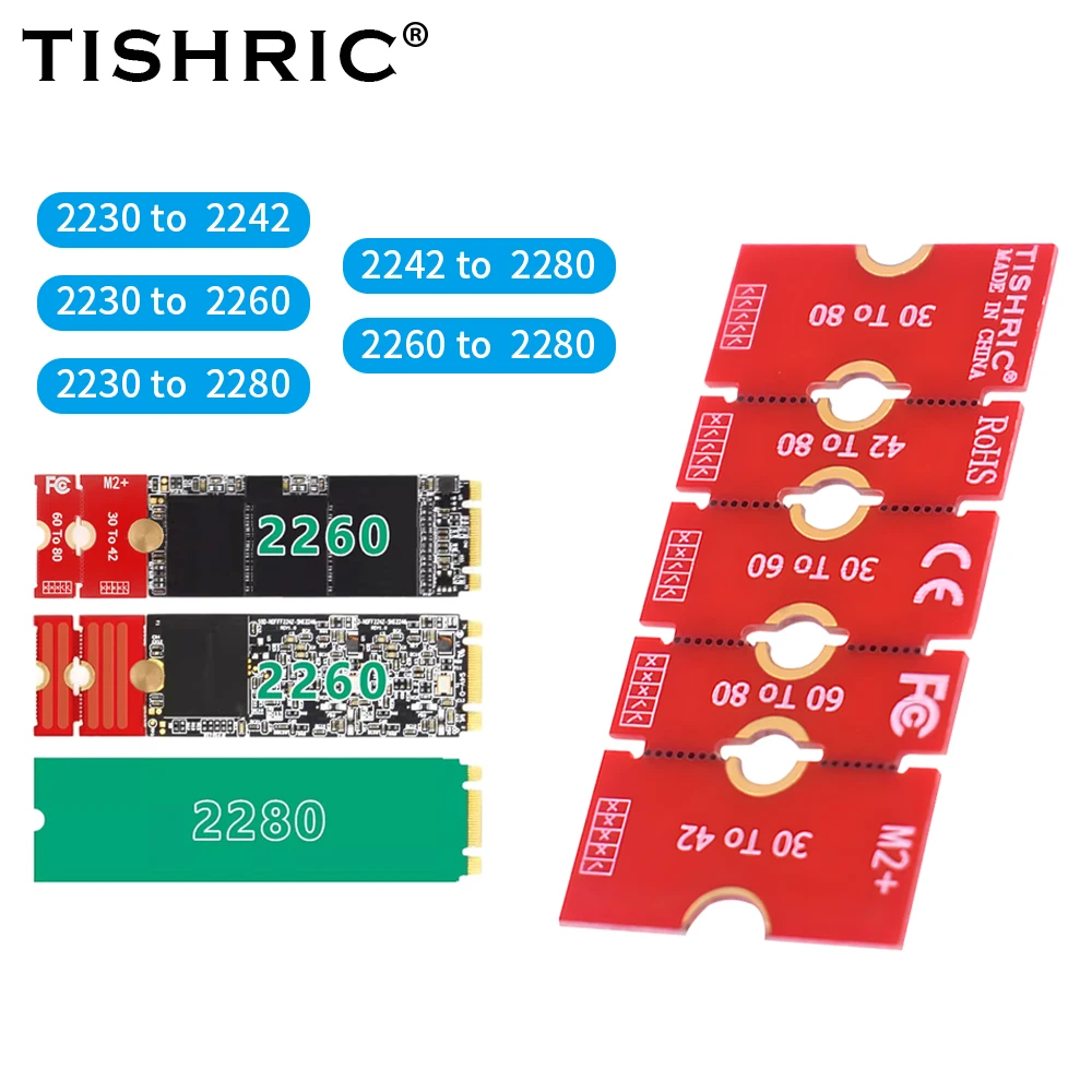 Tishric m.2 ssd adaptador de extensão m2 unidade de estado sólido 2230 2242 2260 a 2280 suporte de extensão cartão riser transferência converter