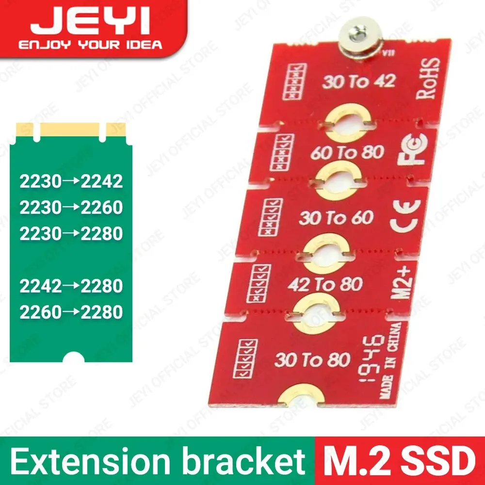 Jeyi m.2 ngff nvme ssd extensão suporte transferência 2230 2242 2260 2280 comprimento estender adaptador suporte placa de cartão mudança tamanho longo