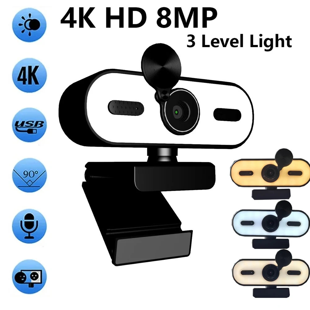 Mini webcam 4k 2k 1080p hd para pc laptop autofoco 30 fps usb webcam com microfone redutor de ruído e capa de privacidade câmera web portátil Mini webcam 4k 2k 1080p hd para pc laptop autofoco 30 fps usb webcam com microfone redutor de ruído e capa de privacidade câmera web portátil