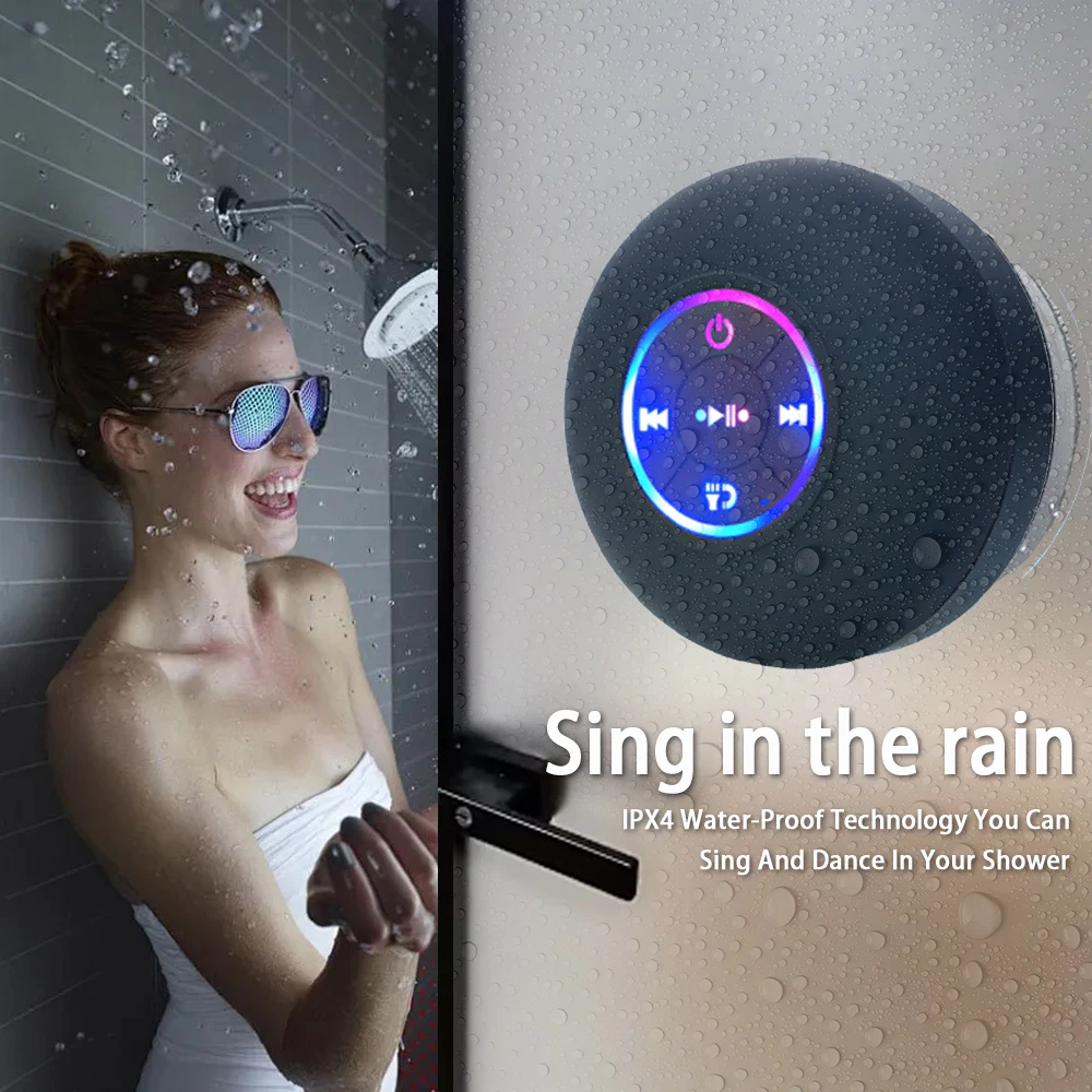 Portátil sem fio bluetooth alto-falante led ipx4 à prova dwaterproof água ao ar livre banheiro grande ventosa mini caixa de som estéreo Portátil sem fio bluetooth alto-falante led ipx4 à prova dwaterproof água ao ar livre banheiro grande ventosa mini caixa de som estéreo