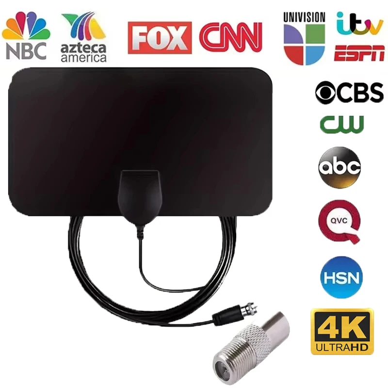 Antena Digital Interna 4K para TV Digital 1080P, Amplificador HD de 4000 Milhas para RV, Antena Externa para Carro, Receptor de Sinal para Smart TV Interna