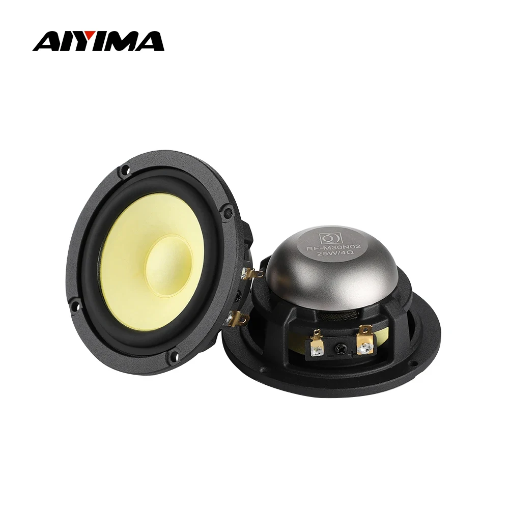 AIYIMA 2 Peças Alto-falante de Médios de 3 Polegadas 4 Ohm 8 Ohm 25W para Áudio Automotivo, Hifi, Música, Home Theater, Neodímio AIYIMA 2 Peças Alto-falante de Médios de 3 Polegadas 4 Ohm 8 Ohm 25W para Áudio Automotivo, Hifi, Música, Home Theater, Neodímio