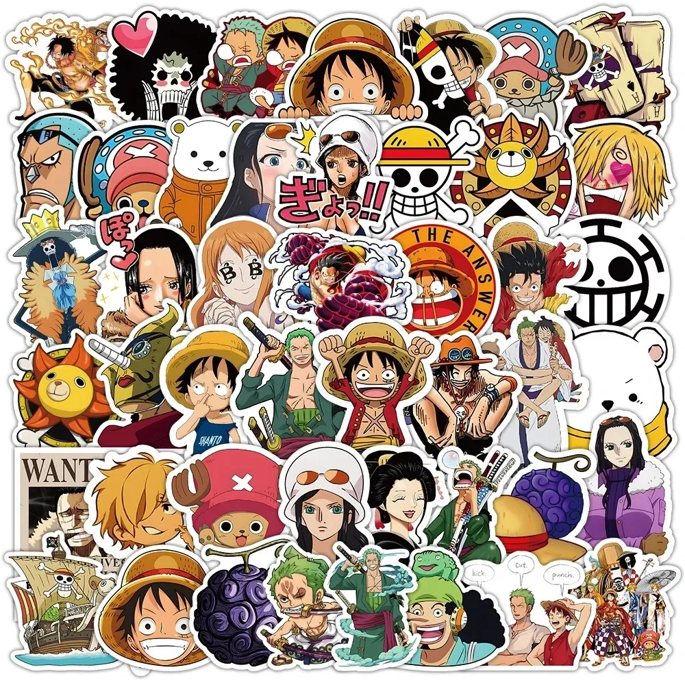 50/100 Peças Adesivos de Personagens do Anime Japonês One Piece Luffy para Caderno, Moto, Skate, Computador, Celular - Brinquedos e Presentes