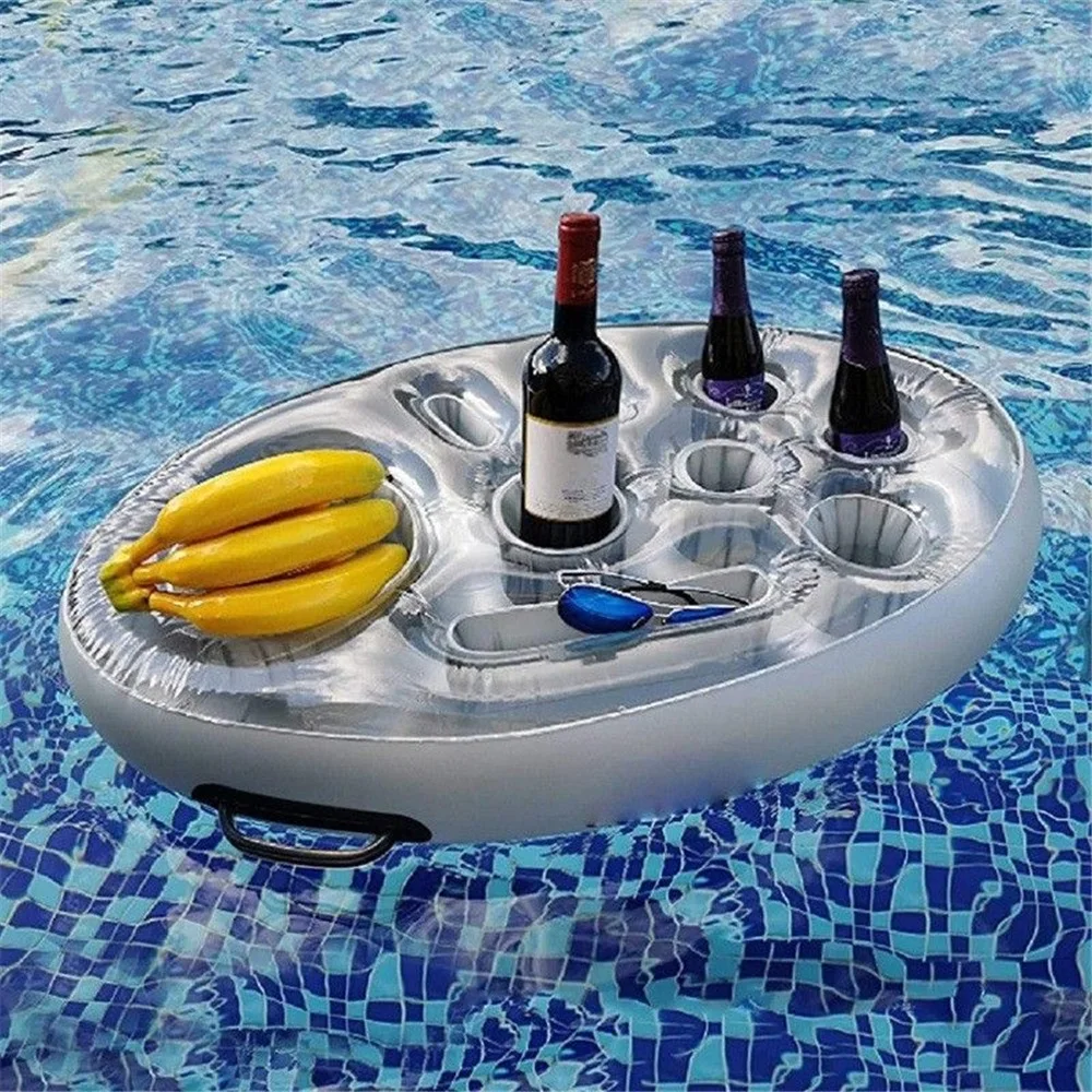 Mesa Inflável para Piscina com Cooler, Bandeja Flutuante para Bar, Colchão de Piscina, Suporte para Alimentos e Bebidas, Acessório para Natação