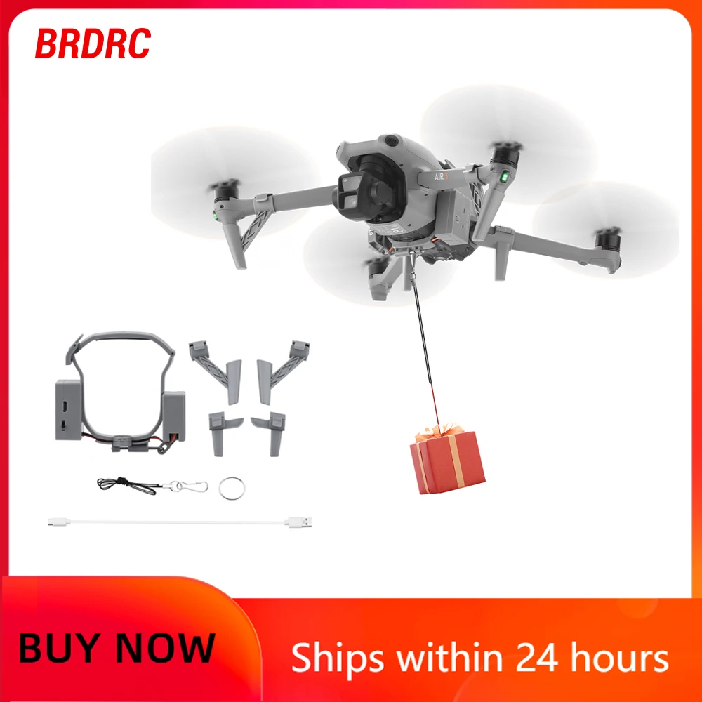 BRDRC Airdrop System para DJI Air 3/Air 3S Lançador de liberação rápida para pesca, presentes de casamento, acessórios de resgate de drone
