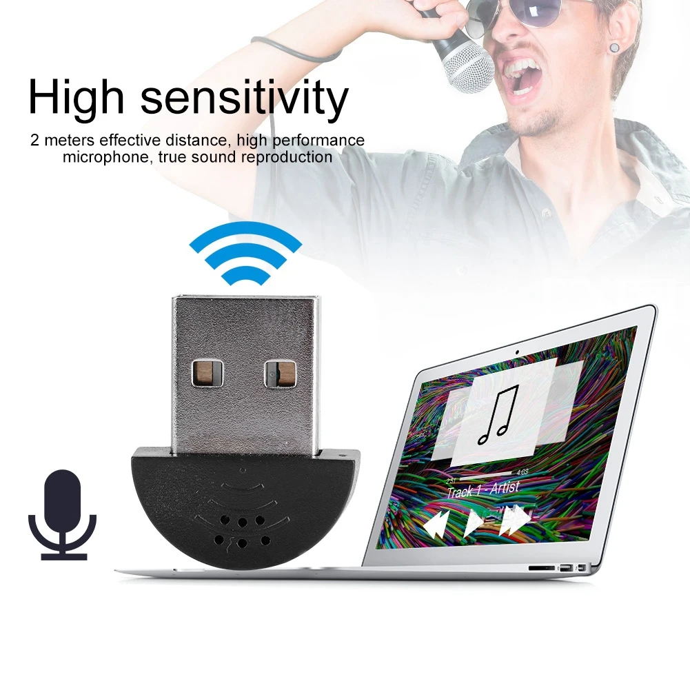Mini microfone portátil, usb, para estúdio, gravação, áudio, mic, adaptador para computador e pc