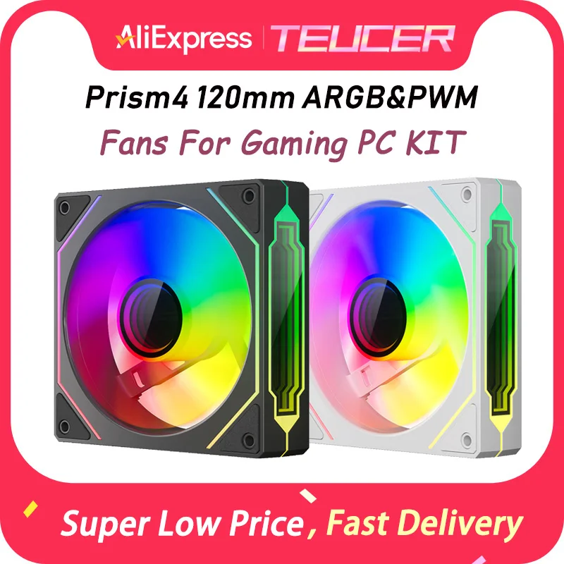 Teucer prism4 ventiladores dianteiros/reversos 120mm 5v 3pin argb 12v 4pin pwm 2000rpm design de rolamento hidráulico estável e silencioso para gamer Teucer prism4 ventiladores dianteiros/reversos 120mm 5v 3pin argb 12v 4pin pwm 2000rpm design de rolamento hidráulico estável e silencioso para gamer