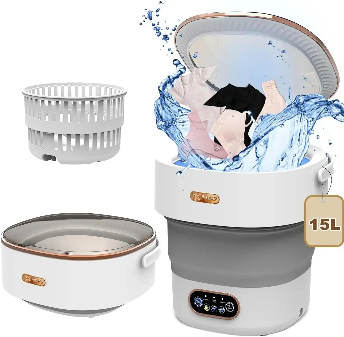 15l portátil pequena máquina de lavar roupa secadora dobrável com rotação apartamento viagem meias roupa interior calcinha máquina de lavar