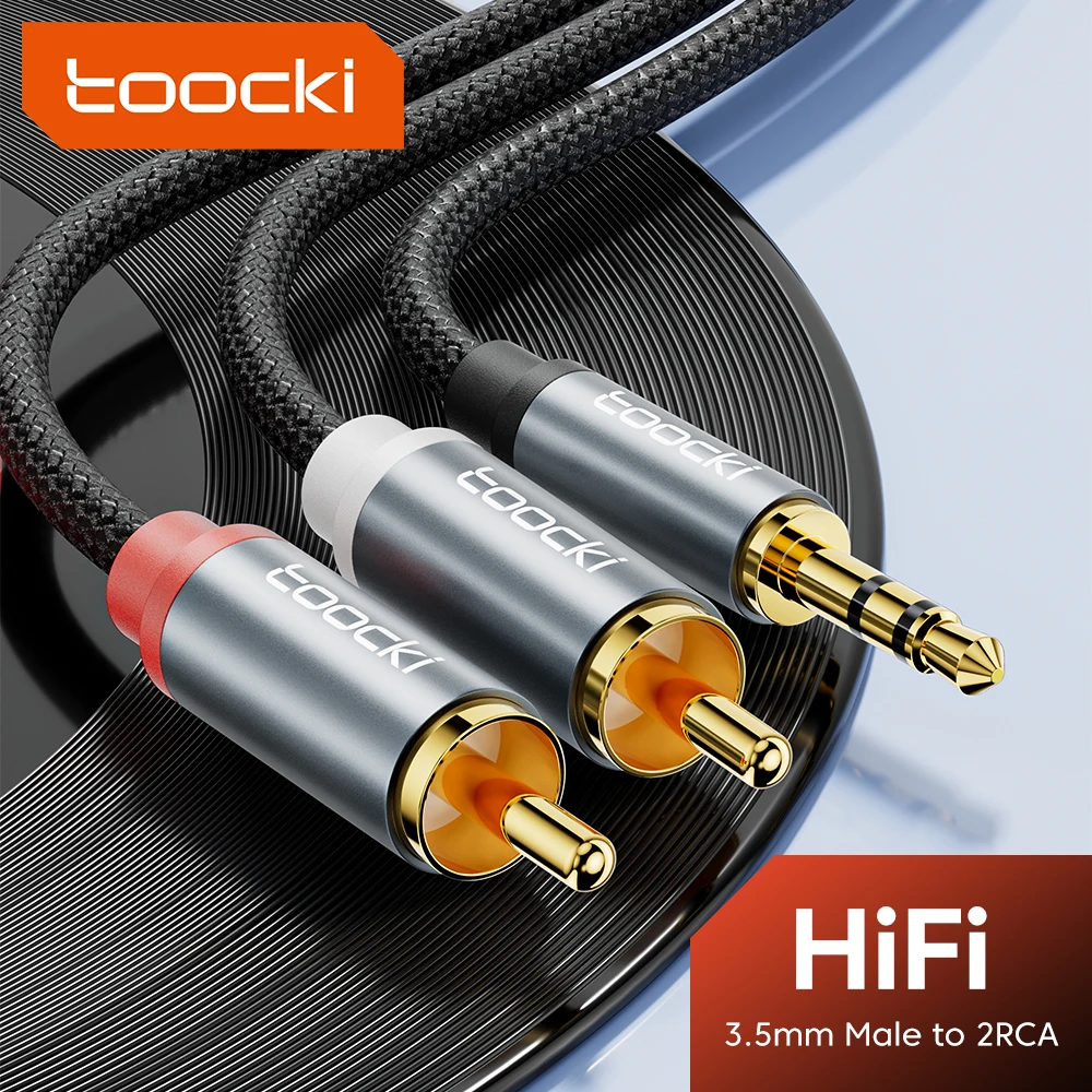 Toocki jack 3.5 para 2 rca aux cabo 3.5mm jack para 2rca macho divisor fio de áudio para tv pc amplificador home theater dvd alto-falante cabo Toocki jack 3.5 para 2 rca aux cabo 3.5mm jack para 2rca macho divisor fio de áudio para tv pc amplificador home theater dvd alto-falante cabo
