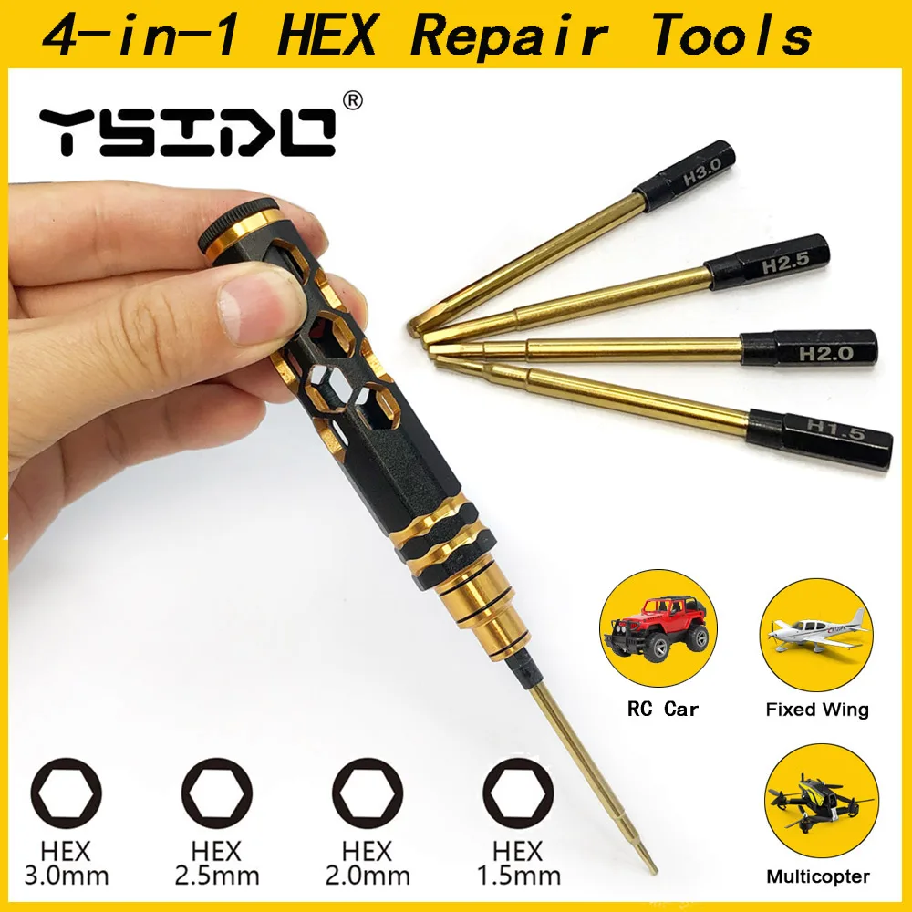 Conjunto de chave de fenda hexagonal, 1.5mm 2.0mm 2.5mm 3.0mm, ferramenta hexagonal para drone de corrida fpv, aviões heli, carros, barco, peças rc