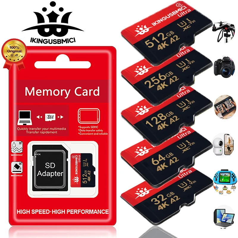 Cartão de Memória Original Mini Micro TF SD 256GB 128GB 512GB Alta Velocidade 64GB 32GB para Original Lenovo Nintendo